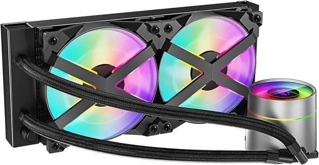 Alt view image 3 of 12 - DeepCool CASTLE 240EX RGB AIO Liquid CPU Cooler, Anti-Leak Technology, Two MF120GT A-RGB PWM Fans, Wire Controller and 5V-D-G 3-Pin Motherboard Connector, TR4/AM4 Supported LGA 1700 Compatible