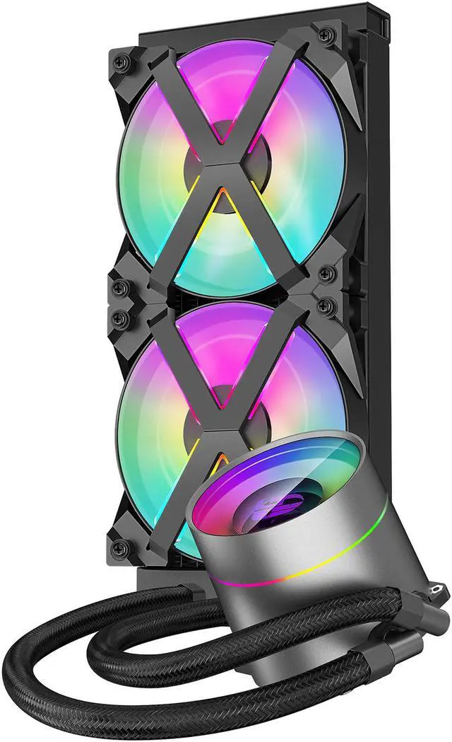 Alt view image 4 of 12 - DeepCool CASTLE 240EX RGB AIO Liquid CPU Cooler, Anti-Leak Technology, Two MF120GT A-RGB PWM Fans, Wire Controller and 5V-D-G 3-Pin Motherboard Connector, TR4/AM4 Supported LGA 1700 Compatible