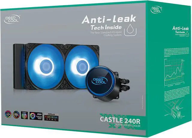 Alt view image 15 of 15 - DeepCool CASTLE 240R AIO Liquid CPU Cooler, Anti-Leak Technology, 120mm RGB PWM Fan, 12V 4-Pin Motherboard Connector, Intel/ AMD AM4 LGA 1700 Compatible