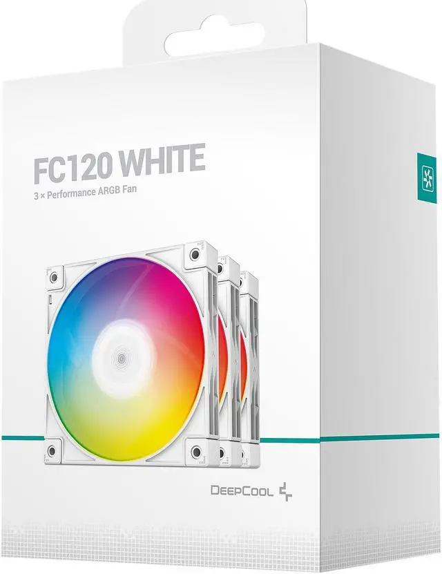 Alt view image 7 of 7 - DeepCool FC120 WHITE-3IN1 Performance 120mm ARGB LED PWM Fan, Daisy-Chain Interconnect Cable, White, Triple White