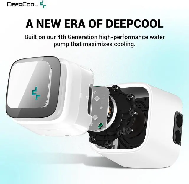 Alt view image 2 of 5 - DeepCool LS320 WH Premium Liquid CPU Cooler, Intel LGA 1700/1200/115x AMD AM5/AM4, 120mm Radiator, 120mm A-RGB PWM Fan, Infinity Mirror Cap Design, Customizable Logo Plate, 5V A-RGB Software Control, White