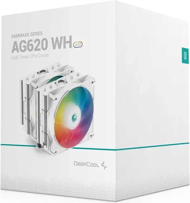 Alt view image 10 of 10 - DeepCool AG620 WH ARGB Dual-Tower CPU Cooler, 2x 120mm Fan, Six Copper Heat Pipes, Intel/AMD Support