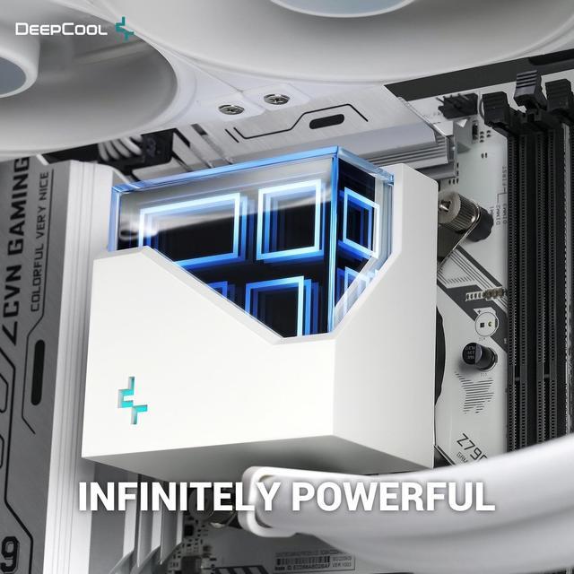 Alt view image 7 of 8 - DeepCool LT720 WH Premium Liquid CPU Cooler, 360mm, High-Performance FK120 FDB Fans, Multidimensional Infinity Mirror Block