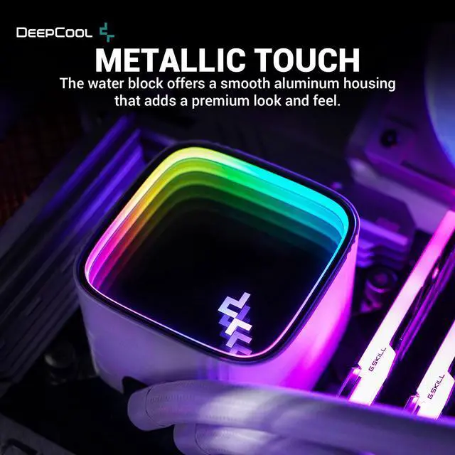 Alt view image 2 of 6 - DeepCool LS520 SE WH Liquid Cooler 240mm 4th Gen Dual-Chamber Pump 3100RPM 280w TDP AIO Cooler with ARGB Fans CPU Water Cooler Narrow Frame Infinity Mirror Block for AMD AM4/AM5 LGA 1700/1200, White