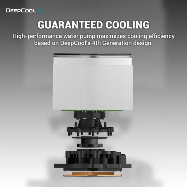 Alt view image 4 of 6 - DeepCool LS520 SE WH Liquid Cooler 240mm 4th Gen Dual-Chamber Pump 3100RPM 280w TDP AIO Cooler with ARGB Fans CPU Water Cooler Narrow Frame Infinity Mirror Block for AMD AM4/AM5 LGA 1700/1200, White