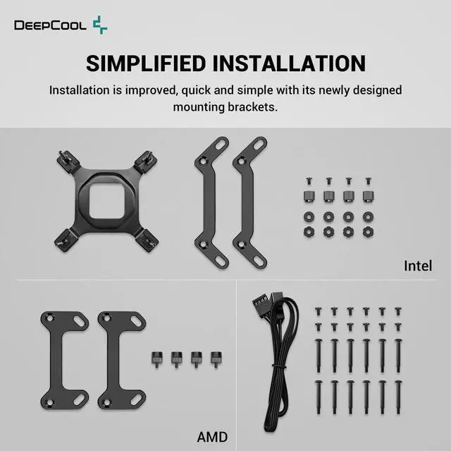 Alt view image 6 of 6 - DeepCool MYSTIQUE 360 LCD Liquid Cooler 360mm 5th Gen Pump 3400RPM AIO 2.8" 640x480 TFT LCD Screen Anti-Leak Tech FT12 SE PWM Fans, Grey and Black