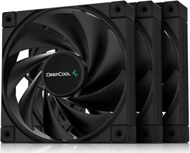 Main image of DeepCool FK120 High Performance Cooling Fan, 4-Pin PWM, Fluid Dynamic Bearing, 1850 RPM, 120mm, Black, 3-Pack