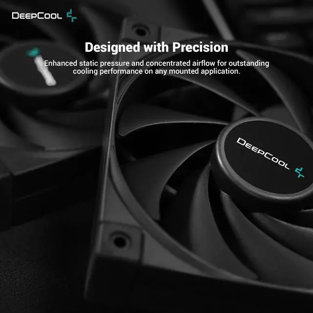 Alt view image 3 of 6 - DeepCool FK120 High Performance Cooling Fan, 4-Pin PWM, Fluid Dynamic Bearing, 1850 RPM, 120mm, Black, 3-Pack