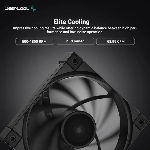 Alt view image 4 of 6 - DeepCool FK120 High Performance Cooling Fan, 4-Pin PWM, Fluid Dynamic Bearing, 1850 RPM, 120mm, Black, 3-Pack