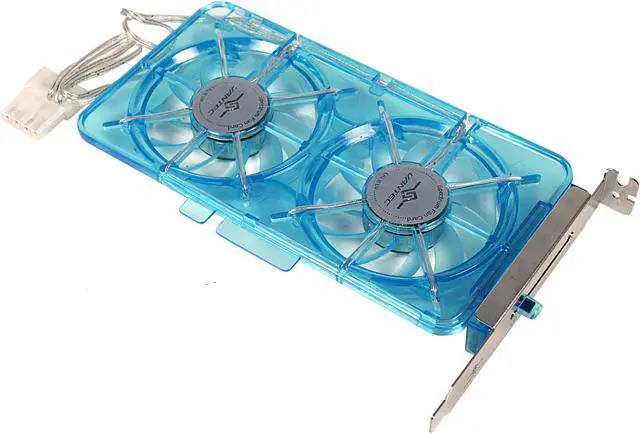 Alt view image 2 of 3 - Vantec Spectrum Fan Card with Dual 70mm Adjustable UV LED Fans - Model SP-FC70-BL