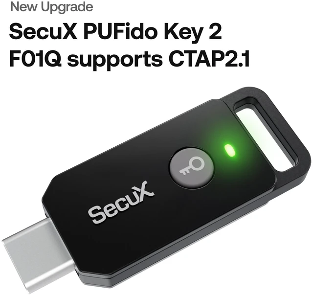 Alt view image 2 of 13 - SecuX PUFido Key 2 - F01Q - Multi-Factor Authentication (MFA) Security Key and PIN & Passkey Management, Connect via USB-C, FIDO U2F/FIDO2 Certified (CTAP2.1)