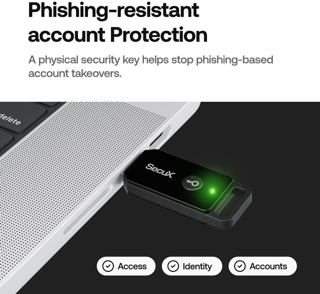 Alt view image 4 of 13 - SecuX PUFido Key 2 - F01Q - Multi-Factor Authentication (MFA) Security Key and PIN & Passkey Management, Connect via USB-C, FIDO U2F/FIDO2 Certified (CTAP2.1)