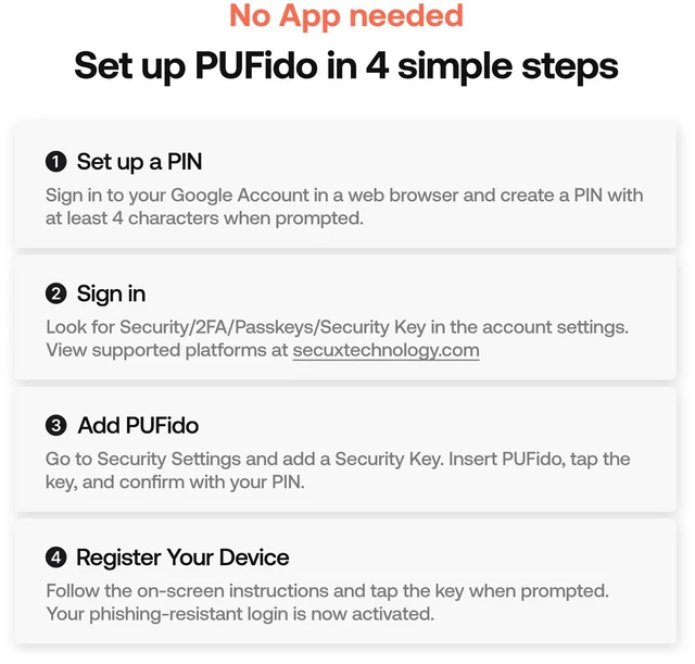 Alt view image 10 of 13 - SecuX PUFido Key 2 - F01Q - Multi-Factor Authentication (MFA) Security Key and PIN & Passkey Management, Connect via USB-C, FIDO U2F/FIDO2 Certified (CTAP2.1)