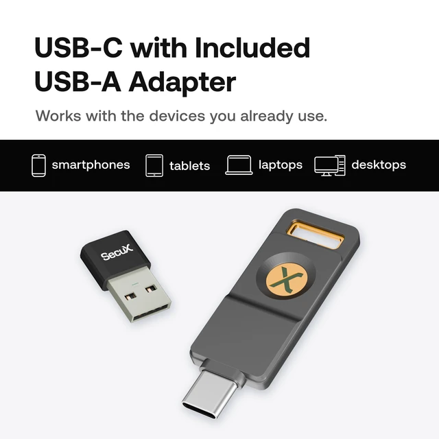 Alt view image 10 of 17 - SecuX PUFido Drive 2 - F03Q - USB-C Security Key with Built-in 128GB Storage, FIDO2 & U2F Certified, CTAP2.1, MFA, PIN & Passkey Management