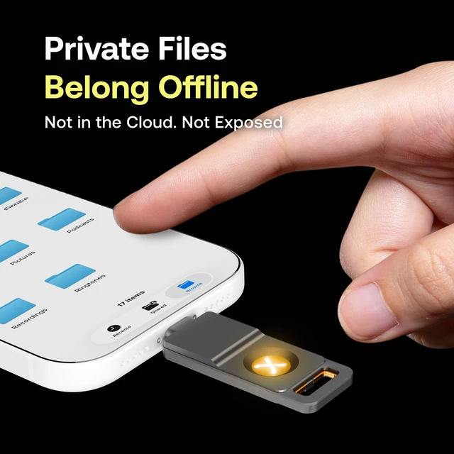 Alt view image 7 of 17 - SecuX PUFido Drive 2 - F03Q - USB-C Security Key with Built-in 128GB Storage, FIDO2 & U2F Certified, CTAP2.1, MFA, PIN & Passkey Management