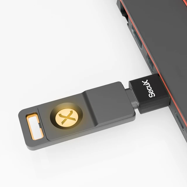 Alt view image 4 of 17 - SecuX PUFido Drive 2 - F03Q - USB-C Security Key with Built-in 128GB Storage, FIDO2 & U2F Certified, CTAP2.1, MFA, PIN & Passkey Management