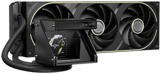 Alt view image 3 of 7 - TRYX Holo 360mm AIO Holographic Visual GIPHY Built-in Asetek 280w TDP 7th Gen V2, FOBR Unibody Fan, Adjustable Water Block, Embedded Al Interface, Aluminum, Intel LGA 1851/1700 AMD AM5/AM4