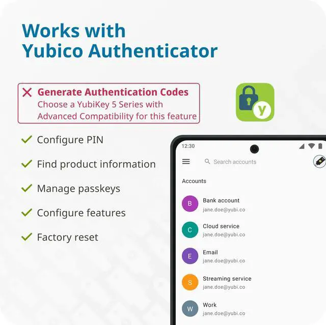 Alt view image 6 of 10 - Yubico - Security Key C NFC - Black - Two-Factor Authentication (2FA) Security Key, Connect via USB-C or NFC, FIDO U2F/FIDO2 Certified