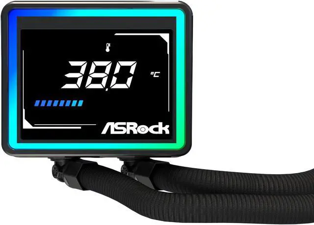 Alt view image 12 of 13 - ASRock AIO Challenger 360 Digital 27mm radiator, 3" Digital Display w/ ARGB, ARGB Hub-lighting fan, black version