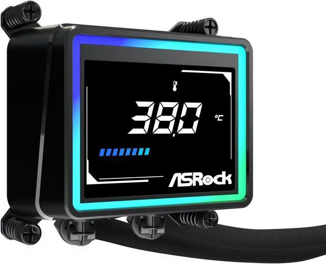 Alt view image 13 of 13 - ASRock AIO Challenger 360 Digital 27mm radiator, 3" Digital Display w/ ARGB, ARGB Hub-lighting fan, black version