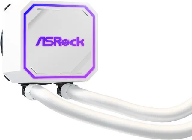 Alt view image 7 of 12 - ASRock AIO PRO White 360 ARGB 27mm radiator, ARGB waterblock, ARGB Hub-lighting fan, white version