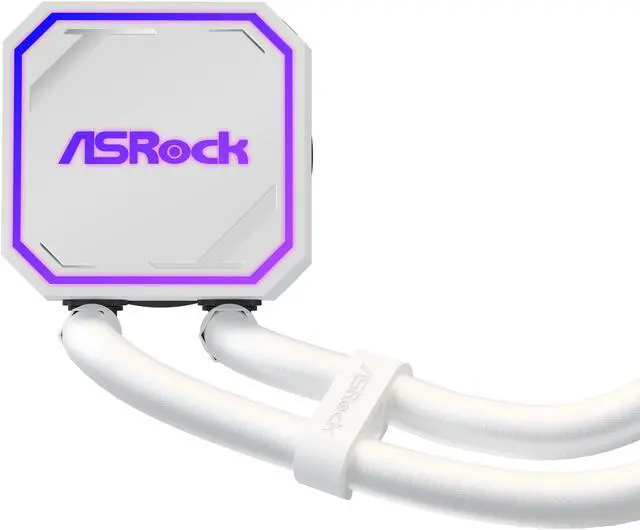 Alt view image 12 of 12 - ASRock AIO PRO White 360 ARGB 27mm radiator, ARGB waterblock, ARGB Hub-lighting fan, white version