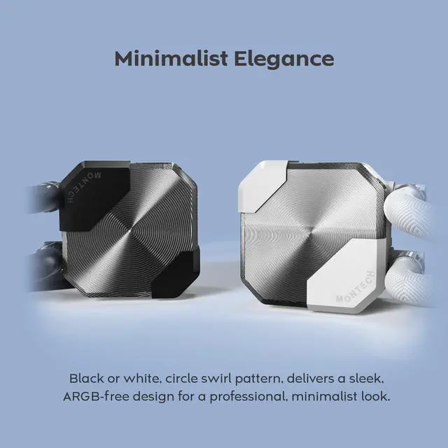 Alt view image 5 of 6 - MONTECH HyperFlow Silent 360 White – Ultra-Quiet AIO Liquid CPU Cooler, 3100RPM Pump, Triple Silent Fans, High-Efficiency Radiator for Superior Heat Dissipation, Intel & AMD Compatible, ARGB-Free Minimalist Design - White