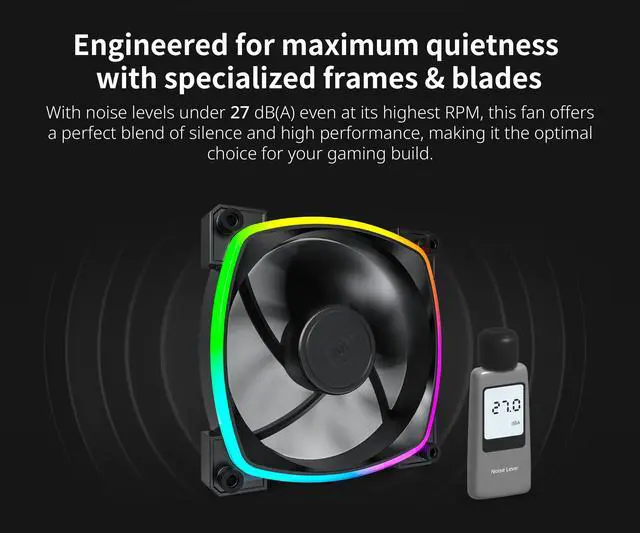 Alt view image 3 of 6 - MONTECH RX 120MM - PWM Reverse Fan - Silent Performance - High Speed 1600PWM - High-End Durability with HDB Bearing - Stunning Outer Ring ARGB Lighting Design  3 in 1 Pack with 6X6 Fan Hub - Black