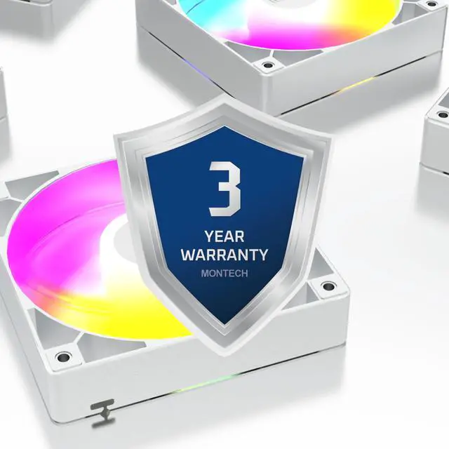 Alt view image 5 of 5 - MONTECH RX 120MM - PWM Reverse Fan - Silent Performance - High Speed 1600PWM - High-End Durability with HDB Bearing - Stunning Outer Ring ARGB Lighting Design  3 in 1 Pack with 6X6 Fan Hub - White