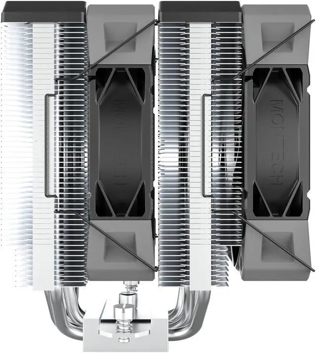 Alt view image 3 of 7 - MONTECH NX600 Dual-Tower CPU Air Cooler with 6 Heatpipes & Premium Top Cover | 28 mm E28 Fan 2000 RPM PWM | Soldered Copper Base | 85 CFM Airflow | Intel LGA1700 / 1851 & AMD AM5 Support | Black