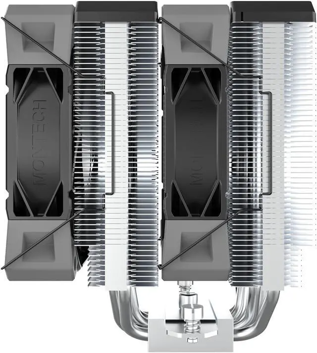 Alt view image 5 of 7 - MONTECH NX600 Dual-Tower CPU Air Cooler with 6 Heatpipes & Premium Top Cover | 28 mm E28 Fan 2000 RPM PWM | Soldered Copper Base | 85 CFM Airflow | Intel LGA1700 / 1851 & AMD AM5 Support | Black