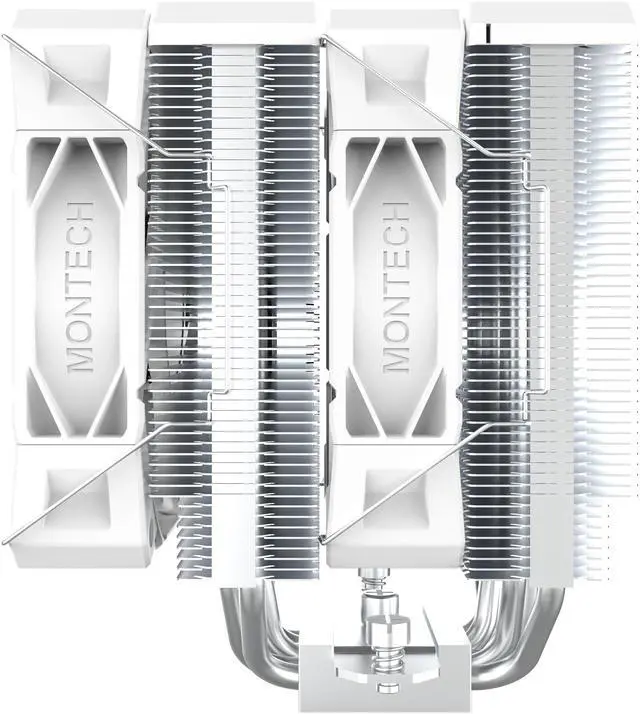 Alt view image 5 of 7 - MONTECH NX600 Dual-Tower CPU Air Cooler with 6 Heatpipes & Premium Top Cover | 28 mm E28 Fan 2000 RPM PWM | Soldered Copper Base | 85 CFM Airflow | Intel LGA1700 / 1851 & AMD AM5 Support | White