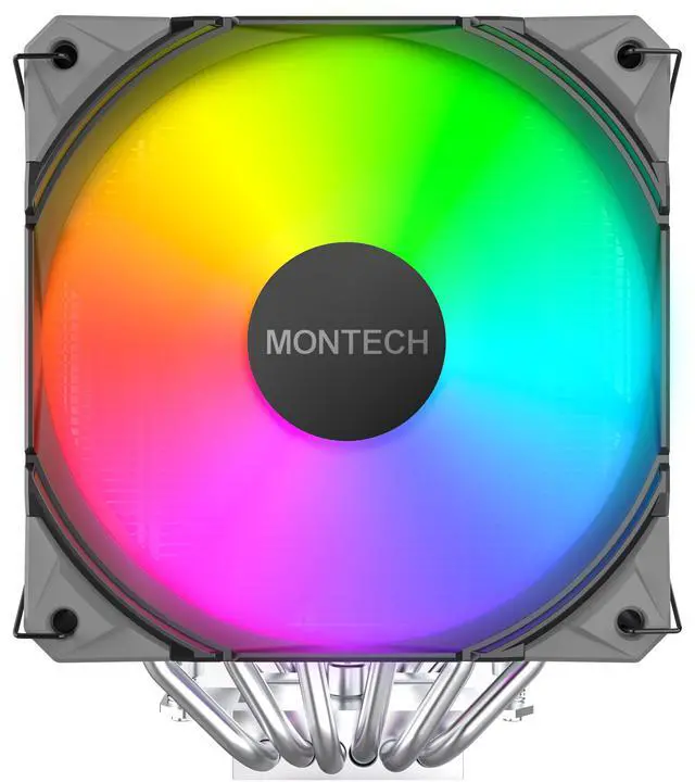 Alt view image 2 of 7 - MONTECH NX600 ARGB Dual-Tower CPU Air Cooler with 6 Heatpipes & Premium Top Cover | Intel LGA1700 / 1851 & AMD AM5 Support | Black