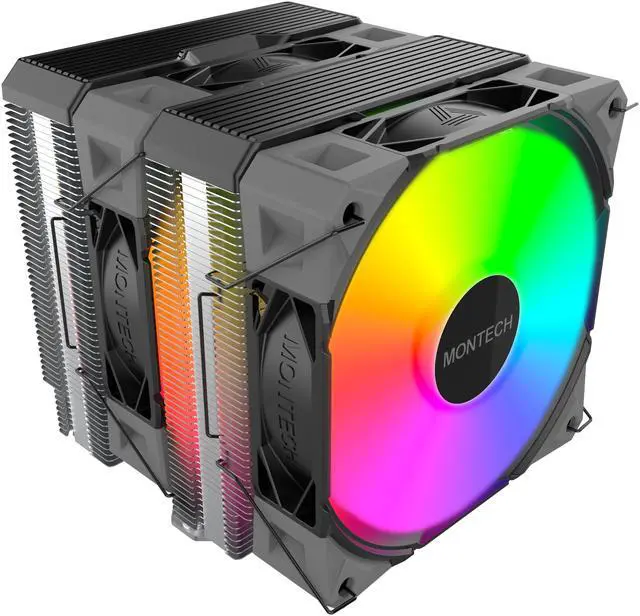Main image of MONTECH NX600 ARGB Dual-Tower CPU Air Cooler with 6 Heatpipes & Premium Top Cover | Intel LGA1700 / 1851 & AMD AM5 Support | Black