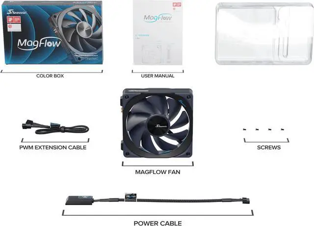 Alt view image 9 of 9 - Seasonic MAGFLOW 120mm High Performance PWM Fan - Black
