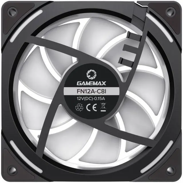 Alt view image 3 of 4 - GAMEMAX FN12A-C8I, 120mm Black frame ARGB Fan - High-Performance Cooling Fan for PC Case