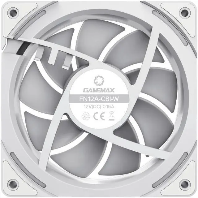 Alt view image 4 of 4 - GAMEMAX FN12A-C8I-W, 120mm White frame ARGB Fan - High-Performance Cooling Fan for PC Case Addressable RGB LED Case Fans