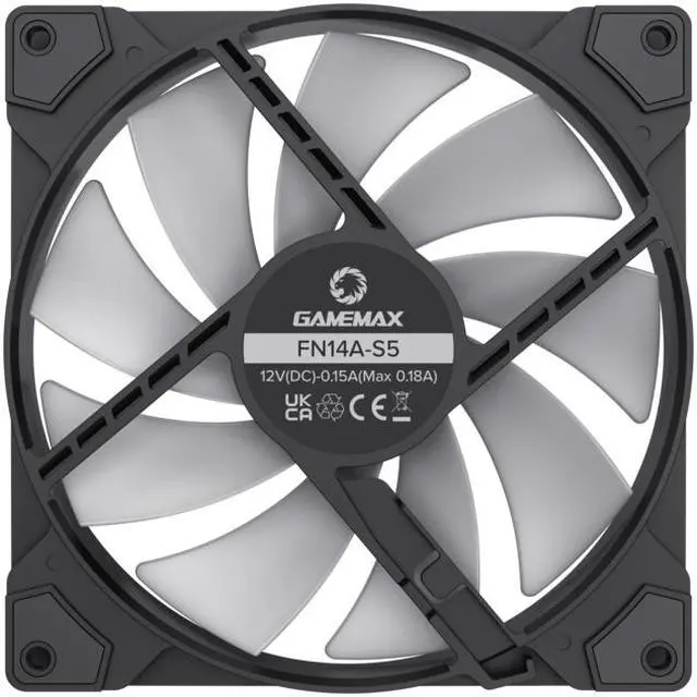 Alt view image 6 of 8 - GAMEMAX FN14A-S5, 120mm White frame ARGB Fan - High-Performance Cooling Fan for PC Case Addressable RGB LED Case Fan