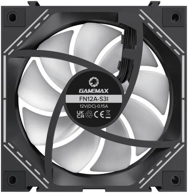 Alt view image 9 of 10 - GAMEMAX FN12A-S3I, 120mm Black frame ARGB Fan x3,120mm Computer case fan! Addressable RGB LED Case Fans