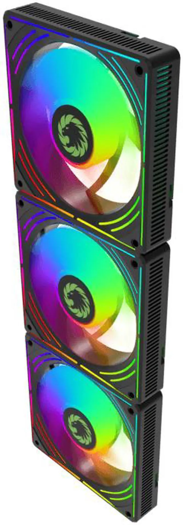 Alt view image 4 of 7 - GAMEMAX RA300 BK, 120mm Black frame ARGB Fan 3 in 1 Kit, High-Performance Cooling Fan for PC Case. Addressable RGB LED Case Fans