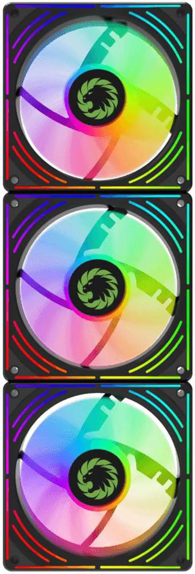 Alt view image 2 of 7 - GAMEMAX RA300 BK, 120mm Black frame ARGB Fan 3 in 1 Kit, High-Performance Cooling Fan for PC Case. Addressable RGB LED Case Fans