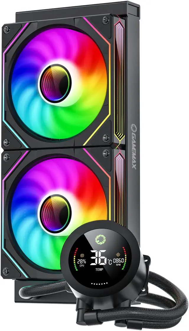 Main image of GAMEMAX IceBurg 240 Digital BK, Liquid CPU Cooler 240mm Addressable ARGB Pump AIO Water Cooler - Supports Intel LGA 1851/1700, AMD AM5/AM4