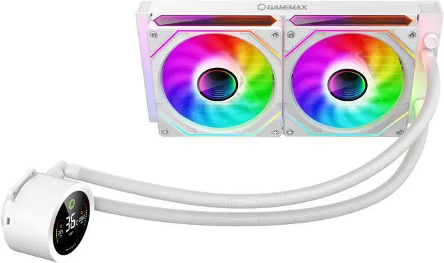 Alt view image 2 of 8 - GAMEMAX IceBurg 240 Digital WH, Liquid CPU Cooler 240mm Addressable ARGB Pump Fans 245W TDP AIO Water Cooler,  Supports Intel LGA 1851/1700, AMD AM5/AM4