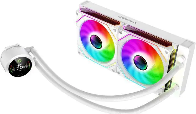 Alt view image 3 of 8 - GAMEMAX IceBurg 240 Digital WH, Liquid CPU Cooler 240mm Addressable ARGB Pump Fans 245W TDP AIO Water Cooler,  Supports Intel LGA 1851/1700, AMD AM5/AM4