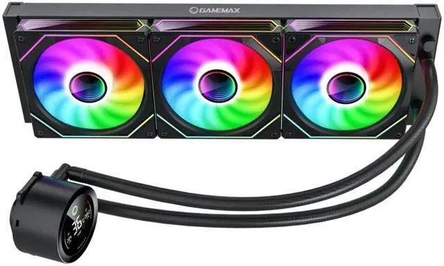 Alt view image 2 of 8 - GAMEMAX  IceBurg 360 Digital BK, Liquid CPU Cooler 360mm Addressable ARGB Pump Fans 290W TDP AIO Water Cooler