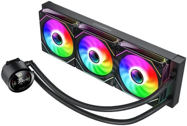 Alt view image 3 of 8 - GAMEMAX  IceBurg 360 Digital BK, Liquid CPU Cooler 360mm Addressable ARGB Pump Fans 290W TDP AIO Water Cooler
