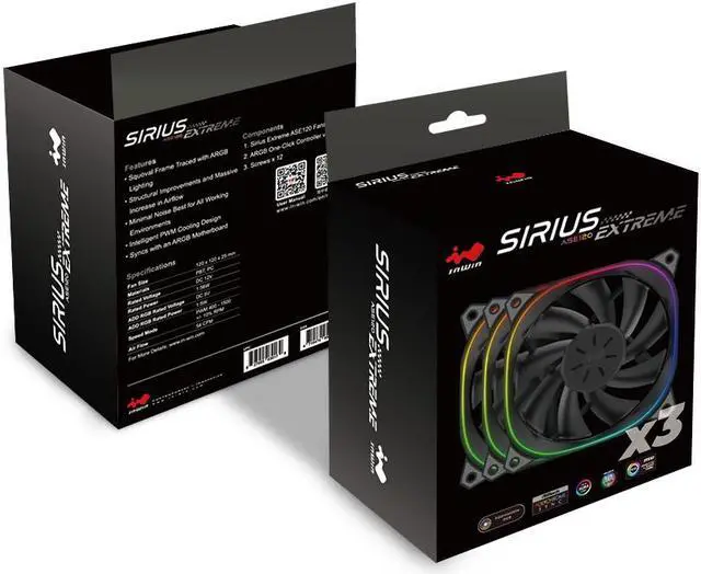 Alt view image 11 of 11 - IN WIN Sirius Extreme ASE120 Addressable RGB Fan - Triple Pack