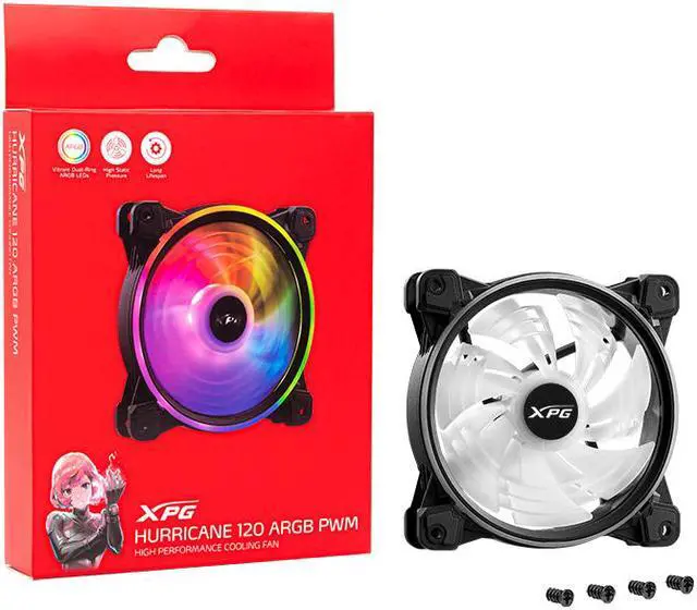 Alt view image 4 of 6 - XPG Hurricane 120mm ARGB Dual Ring PWM Case Fan