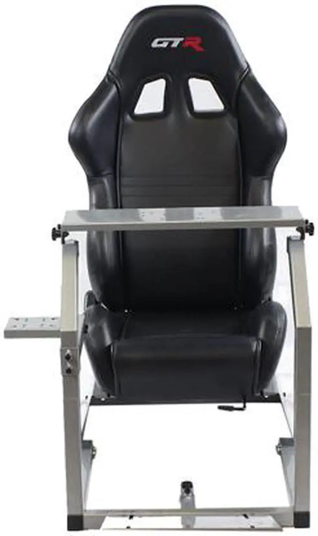 Alt view image 2 of 6 - GTR Simulator GTA Model with Silver Frame with Real Racing Seat, Racing Driving Gaming Simulator Cockpit Chair with Gear Shifter Mount