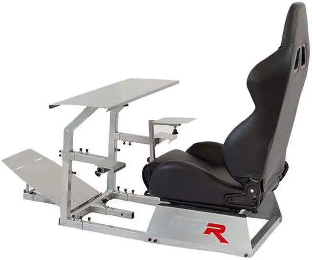 Alt view image 5 of 6 - GTR Simulator GTA Model with Silver Frame with Real Racing Seat, Racing Driving Gaming Simulator Cockpit Chair with Gear Shifter Mount
